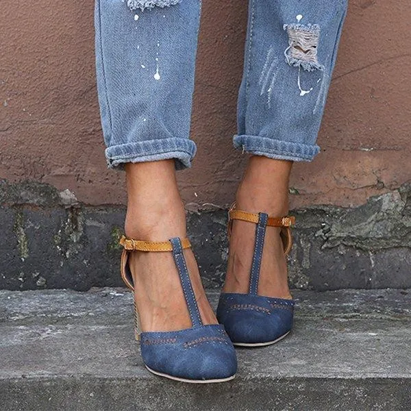 Summer Adjustable Buckle Chunky Heel Shoes