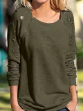Zipper Crew Neck Casual Hoodies & Sweatshirt