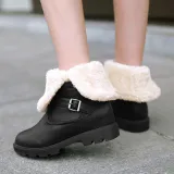 Womens Casual Round Toe Pu Snow Boots