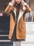 Women Long  Sleeve Casual Faux Leather Beaded Coats