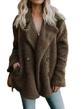 Women Sherpa Coat Fluffy Jacket Buttoned Teddy Bear Coats