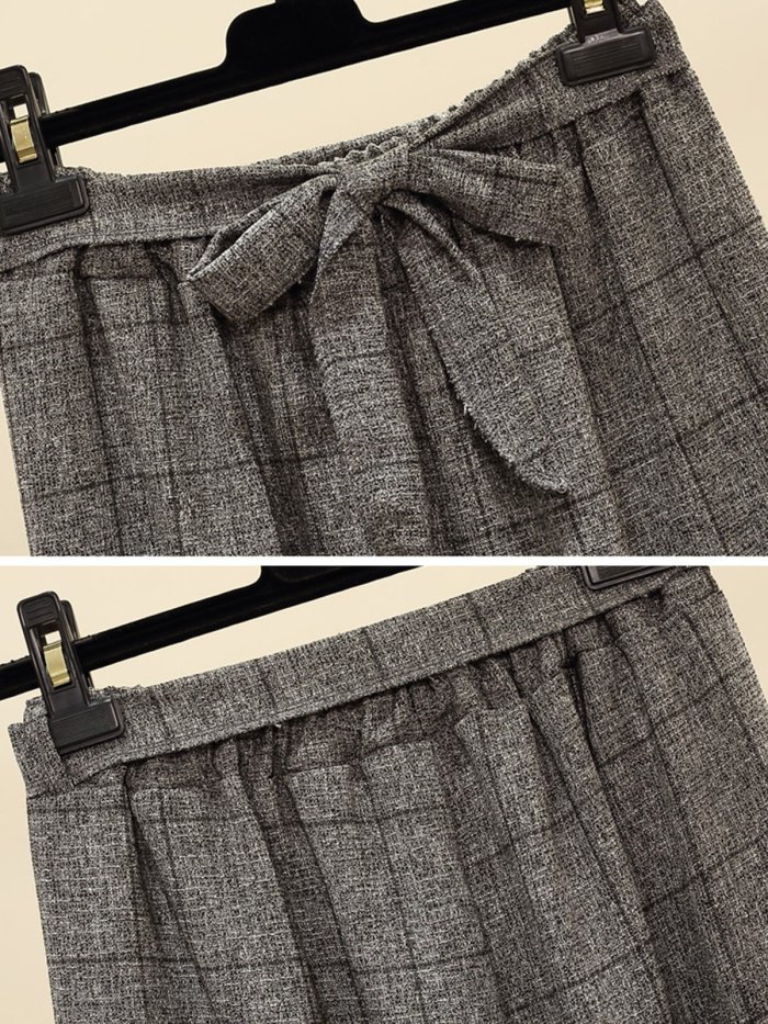 Plus Size Women Plaid Casual Pants
