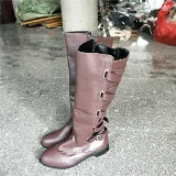 Black PU Chunky Heel Zipper Casual Winter Boots