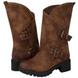 Women's Twisted Rider Fashion Boots Zipper Vintage Casual Low Heel Boots