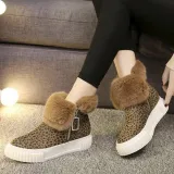 Women Casual Leopard Boots Zipper Shoes