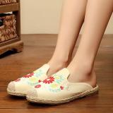 Women Canvas Slippers Casual Floral Embroidered Shoes