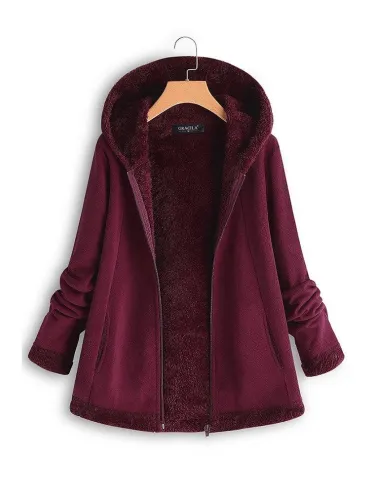 Casual Hooded Long Sleeve Fleece Coats Zipper Pocket(Special Offer  For the 1st Order CODE:SALE)