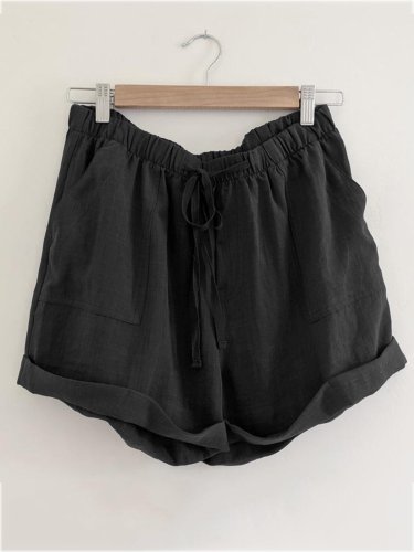 Plus Size Casual Solid Pockets Pants