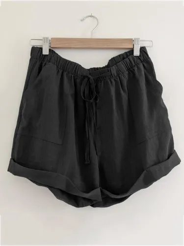 Plus Size Casual Solid Pockets Pants