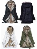 Hooded Rivet Detachable Lining Women's Overcoat