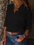 Elegant V Neck Paneled Blouse