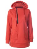 Casual  Hooded Zipper Long Sleeve Sweatshirts For Women