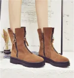 Women Date Low Heel Winter Boots Suede Platform Zipper Booties