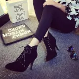Gray Lace-up Daily Spring/Fall Stiletto Heel Boots