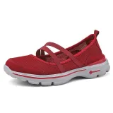 Breathable Mesh Fabric Sneakers Elastic Band Flat Heel Hiking Shoes