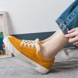 Women Yellow Lace-Up Fashion Sneakers