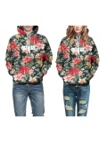 Hoodie Long Sleeve Floral-Print Floral Hoodies
