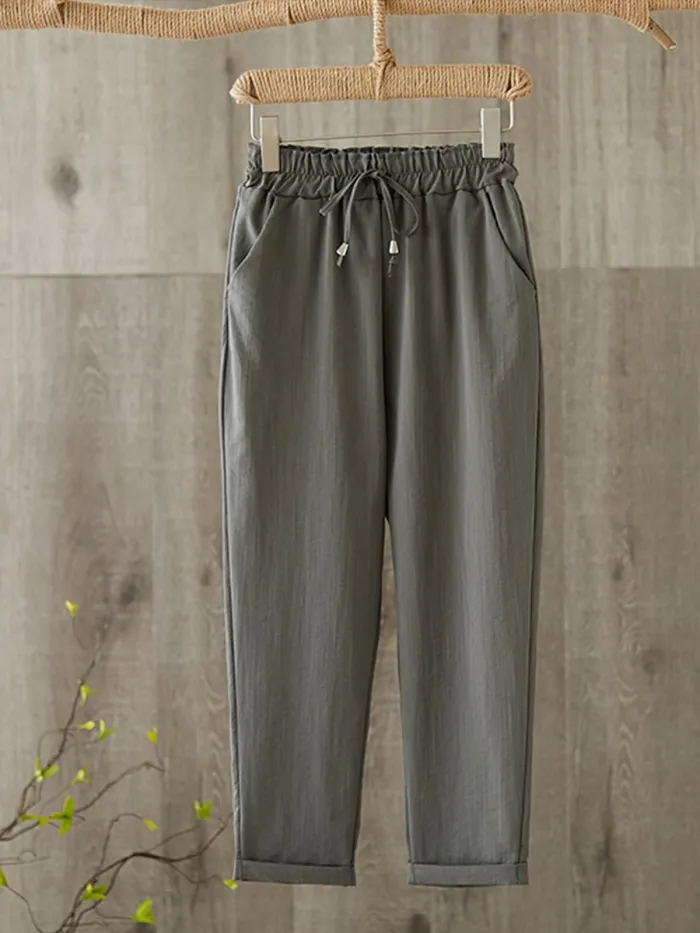 Plus Size Women Solid Loose Casual Pants