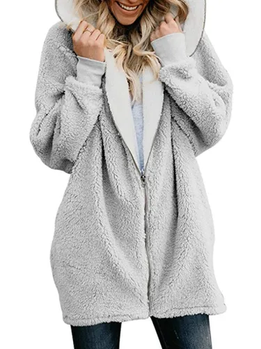 Women Fluffy Sherpa Coat Sweet Hoodie Teddy Bear Coats