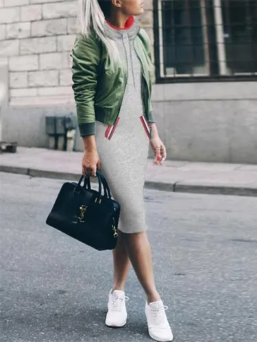 Winter Hot Style Multicolor High Collar Bottom Dress