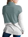 Stand-Up Neck Long Sleeve Solid Color-Block Sweatshirts