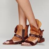 Flat Heel PU Zipper Casual Sandals