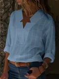 Elegant V Neck Paneled Blouse