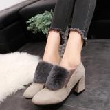 Elegant High Chunky Heel Shoes Flurry Dress Suede Pumps