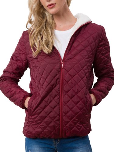 Crew Neck Hooded Cotton-padded  Coats