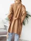 Khaki Elegant Paneled Pu Plain Coat