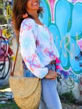 V Neck Boho Floral-Print Shirts & Tops