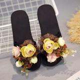 Holiday Flower Wedge Heel Slippers