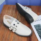 Brown Spring/Fall PU Chunky Heel Daily Adjustable Buckle Loafers