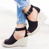 Adjustable Buckle Artificial Nubuck Shoes