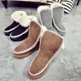 Women Snow Booties Casual Slip On Plus Size Warm Shoes