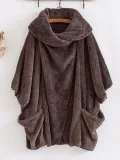 Casual Women Turtleneck Big Pockets Cloak Coats