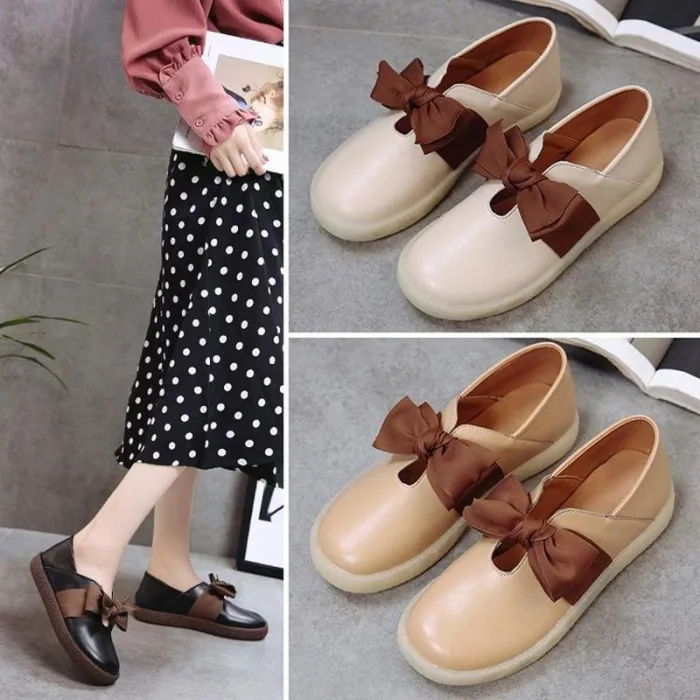 Women PU Flats Casual Comfort Slip On Shoes