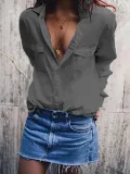Shirt Collar Cotton Long Sleeve Casual Blouses&shirts