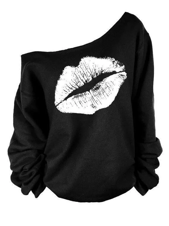 Red Printed Polyester Long Sleeve T-Shirt