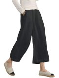 Plus Size Women Linen Casual Bottoms Solid Pockets Summer Pants