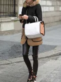 Color-block Zipper Pockets Hoodie Coat