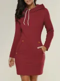 Plus Size Long Sleeve Plain Pockets Casual Solid Hoodies