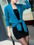 Casual Long Sleeve Ribbed Asymmetrical Cardigan