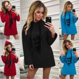 Solid Hoodie Lace Long Sleeve Vintage Hoodies