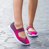 Multicolor Blocks Hand-knitted Shoes Elastic Band Daily Flat Heel Loafers