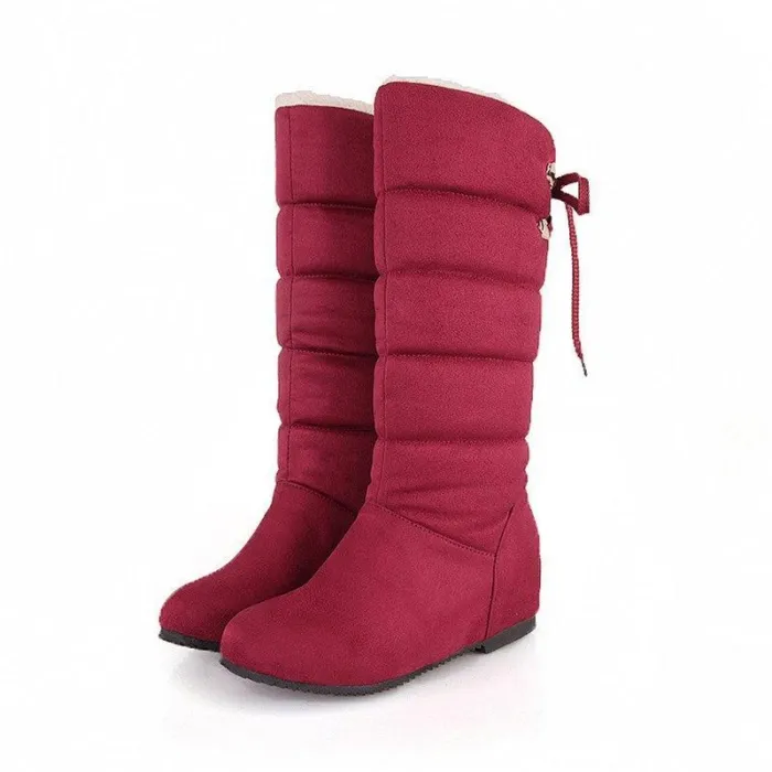 Winter Lace-up Back Increase Heel Snow Boots Corduroy Booties