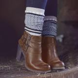 Artificial Leather Adjustable Buckle Chunky Heel All Season Boots