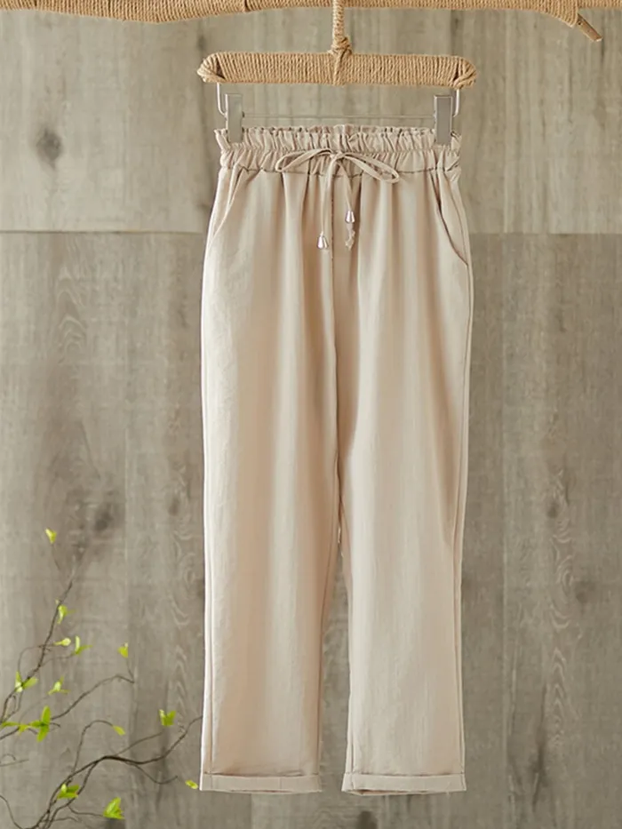 Plus Size Women Solid Loose Casual Pants
