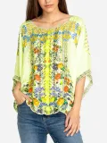 Floral-Print Casual Round Neck Shirts & Tops