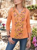 Cotton Guipure Casual Long Sleeve Shirts & Tops